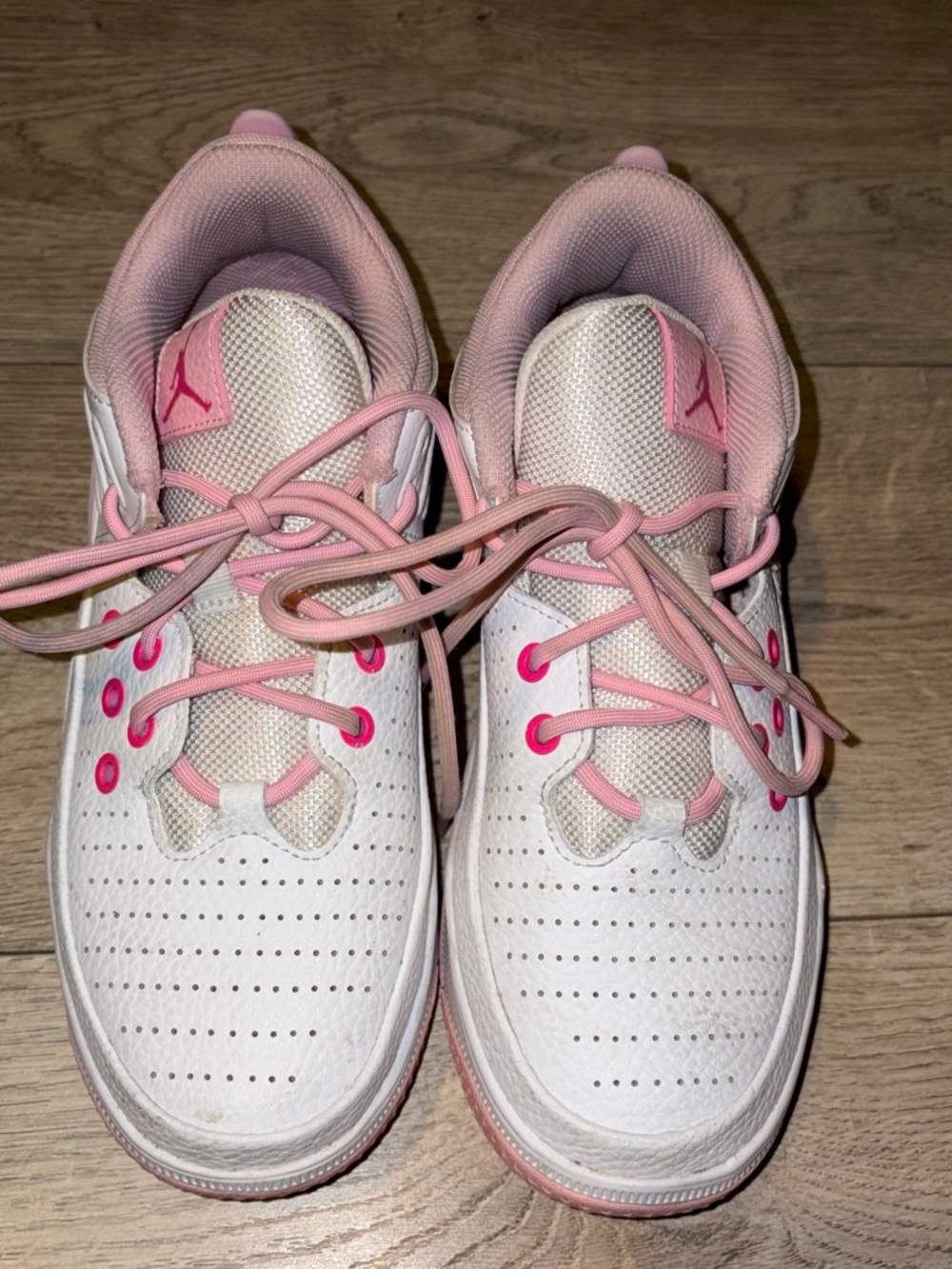 Jordan Kids White and Pink Lace-Up Sneakers